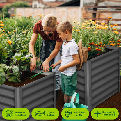 GarveeHome 6 * 3 * 2FT Raised Garden Bed Kit, Galvanized Raised Garden Beds Outdoor for Gardening, Above Planter Boxes, Large Garden Bed for Vegetables, Fruits, Dark Grey, 2 Pcs
