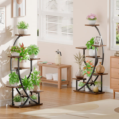 POZILAN Plant Stand with Grow Light - 8 Tiered Corner Planter Stands for Indoor Plants Multiple, 51" Metal Lighted Plant Shelf Indoor with Grow Light