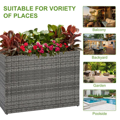 LEWIS&WAYNE Large Rectangular Block Planter Box Handmade Wicker Tall Planters for Outdoor Plants with Removable Liners Modern Planter for Indoor Outdoor Patio Deck - Gray, 38''x11''x30''