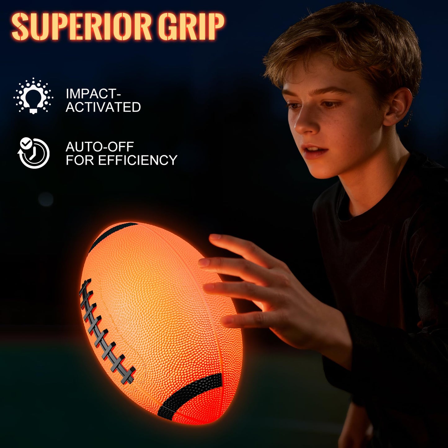 HIEMAO Glow in The Dark Football for Kids Boys Ages 8-12 15, Light Up LED Football Toys with Pump for Indoor/Outdoor Game, Fun Gift for Teens Christmas Birthday, Holiday Stuff Party Favor Supplie