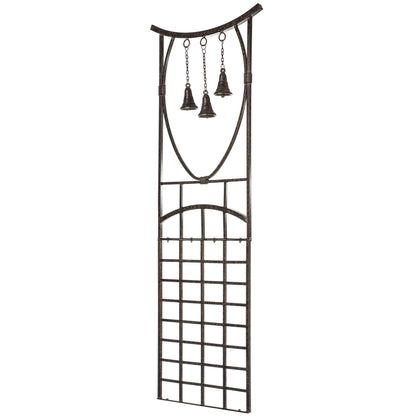 H Potter Bell Garden Trellis 67" Installed Height — 26-Lb Heavy Duty Iron Climbing Trellis with Decorative Bells — 79" Overall with Ground Spikes, Freestanding Outdoor Trellis