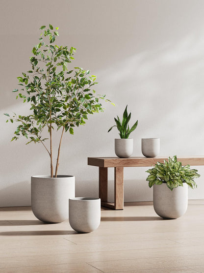 LE TAUCI 6 Inch Plant Pot, Ceramic Planter for Herbs & Small Houseplants, Tabletop Indoor Pot for Shelf, Desk and Windowsill, Small Planter with Drainage Hole & Rubber Plug, Neutral Gray