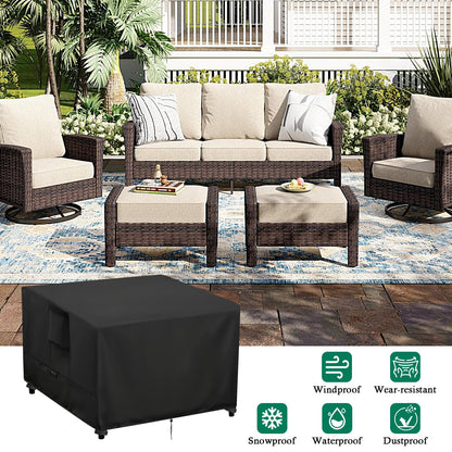 Hdenmist Outdoor Table Cover Square 42 inch Patio Table Cover Waterproof Patio Furniture Covers Rectangular for Outside Small Table and Chair Sets, Fire Pit, Coffee Table, Ottoman -42"L x 42"W' x 28"H
