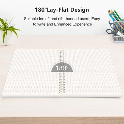 RETTACY Dotted Journal Notebook, 3-Pack, 160 Pages per Pack, A5 Medium Size (5.7'' × 8.3''), 100 GSM Thick Paper, Spiral-bound, Flexible Plastic Cover, for Journaling, Planning, Tracking