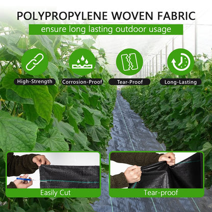 mychoiii 6ft x 300ft Weed Barrier Landscape Fabric, 3.5oz Heavy Duty Woven Ground Cover, 1800 Sq Ft Coverage Geotextile Weed Cloth for Gardening, Driveway, French Drain - UV Resistant