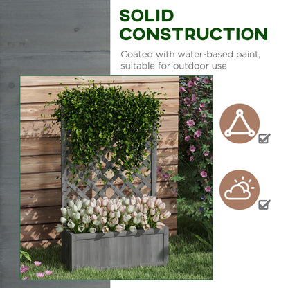 Outsunny Wooden Raised Garden Bed with Trellis, 46" Planter Box, to Grow Vegetables, Herbs, and Flowers for Backyard, Patio, Gray