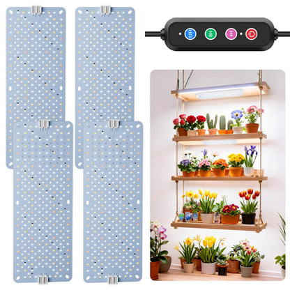 LPMZMBL 40W Ultra-Thin Panel Full Spectrum Grow Lights, 768 LEDs Growing Light for Indoor Plants with Daisy Chain Function, Grow Lights for Seed Starting with 4/8/12/16/20H Auto On/Off Timer (4pcs)