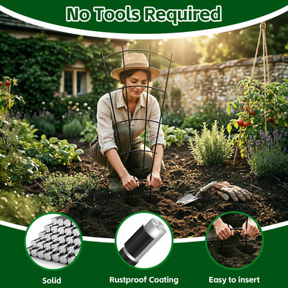 Thealyn 4 Pack 43" Metal Plant Trellis for Pots & Garden Beds, Rustproof Support for Indoor Outdoor Climbing Plants, Vines, Flowers, Fan Shaped, Black