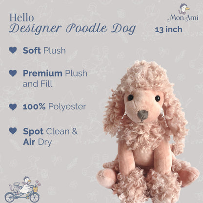MON AMI Designer Plush Poodle Dog Stuffed Animal– 13”, Fun Adorable Soft and Cuddly Stuffed Toy Gifts for Little Boys/Girls & Kids of All Ages