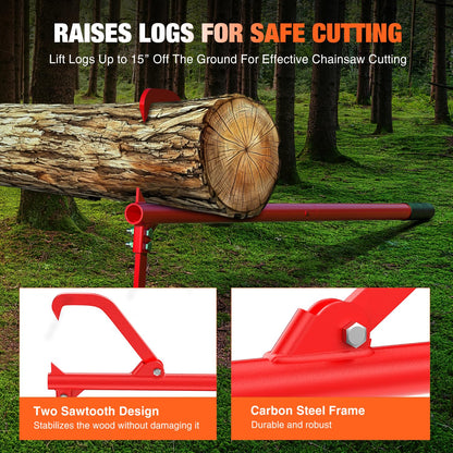 Yesker 51" Cant Hook for Log Roller Logging Tools with Adjustable Steel Cant Hooks Rubber Grip Heavy Duty Timberjack Log Lifter Mover Jack Firewood Tools for Rolling Raising up to 15" Diameter, Red