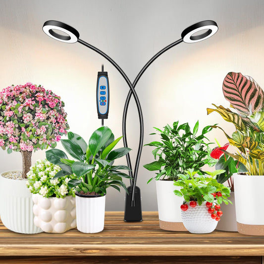 Eurbolan Grow Lights for Indoor Plant, Halo LED Grow Light with Clip, Upgrade 96 LEDs Clip On Plant Lights, Full Spectrum LED Plant Growing Lamp with 3 Modes & 5 Dimmable Levels, Auto Timer 6/12/16H.