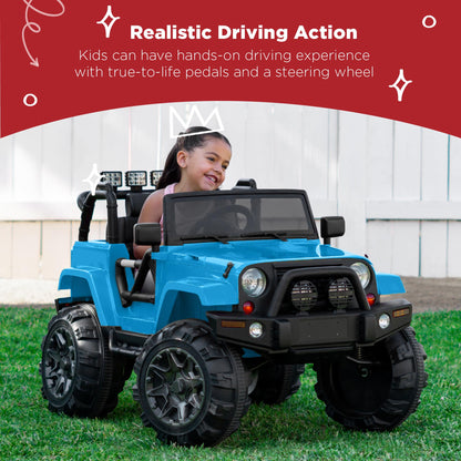 Best Choice Products Jumbo 12V Kids Electric Vehicle Toy Ride On Car with Parent Remote Control for Toddlers, Seat Harness, 65 lb Weight Capacity, Spring Suspension, 3.7 MPH Max Speed - Light Blue