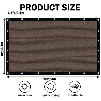 Sun Shade Cloth for Outdoor Patio,Pergola Shade Cover with Grommets Deck Shade Privacy Screen Balcony,90% UV Protection Shade Fabric Brown Sunshades for Garden Backyard Outdoor,Mocha-8x10FT