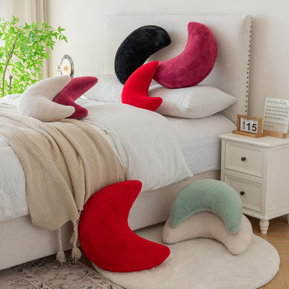 Znhinery Moon Pillow, Decorative Throw Pillows with Soft Faux Rabbit for Bed Couch, Moon Shaped Pillows Plush Floor Cushions Room Decor Pillow for Sofa Bedroom Living Room