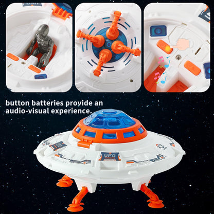 Wbzle UFO Toy Space Toy Playset with Alien and Astronaut, Spaceship Toys with Lights and Sound, Exploration Toy Set for Toddler Boys 3-5, Outer Space Birthday Gift