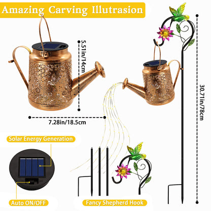 Solar Watering Can Lights, Hummingbird Hanging Lanterns Outdoor, Birthday Gifts for Mom Women Grandma Mother's Day, Waterproof Solar Lights Garden Decor for Outside Yard Art Patio Porch Lawn Backyard