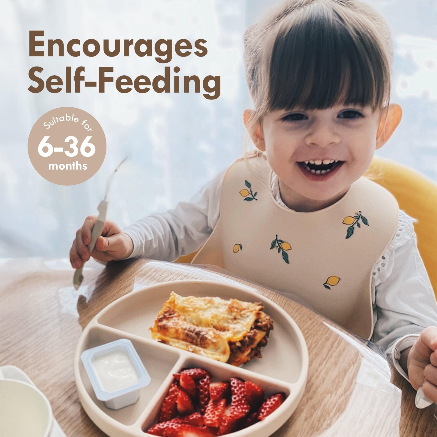 Moonkie Suction Plates for Baby | 100% Silicone BPA-Free Baby Plates with Lids and Food Cover | Divided Design | Microwave and Dishwasher Safe | Toddler Plates 3 Pack