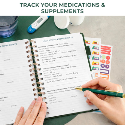 Clever Fox Personal Health Record Keeper – Medical Care Planner – Wellness & Medication Tracker Journal for Patients – Organizer Notebook, Daily Tracking Log Book & Appointment Diary (Forest Green)