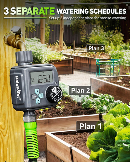 RAINPOINT Sprinkler Timer with 3 Independent Programs, Hose Timer with Rain Delay/Manual/Automatic Irrigation System, Watering Timer for Garden, Lawn, Yard