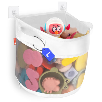 UNEEDE Bath Toy Organizer,4.15 Gallons Bathtub Toy Storage Organizer,Quick Access Bath Toy Holder For Bathtub,Baby Organizer And Storage,Quick Dry Baby Bath Toy Storage For Tub,Mesh Shower Caddy(Gray)