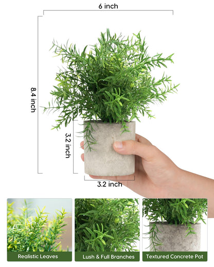Velener 2Pcs Artificial Potted Rosemary Plants- Rustic Farmhouse Fake Shrubs for Decoration Centerpieces Living Room, Shelf Bedroom Aesthetic Green Bathroom Accessories Boho Small Desk Plant Office
