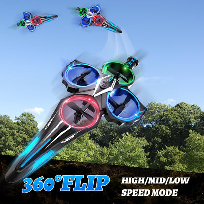 ENJOYFLY Gesture Control Flying Sword RC Plane Toy for Kids 8-12, Hand Controlled and Remote Control Airplane with LED Lights, 360 Flips, 3 Speeds, Easy Takeoff and Landing, 2 Batteries, Blue