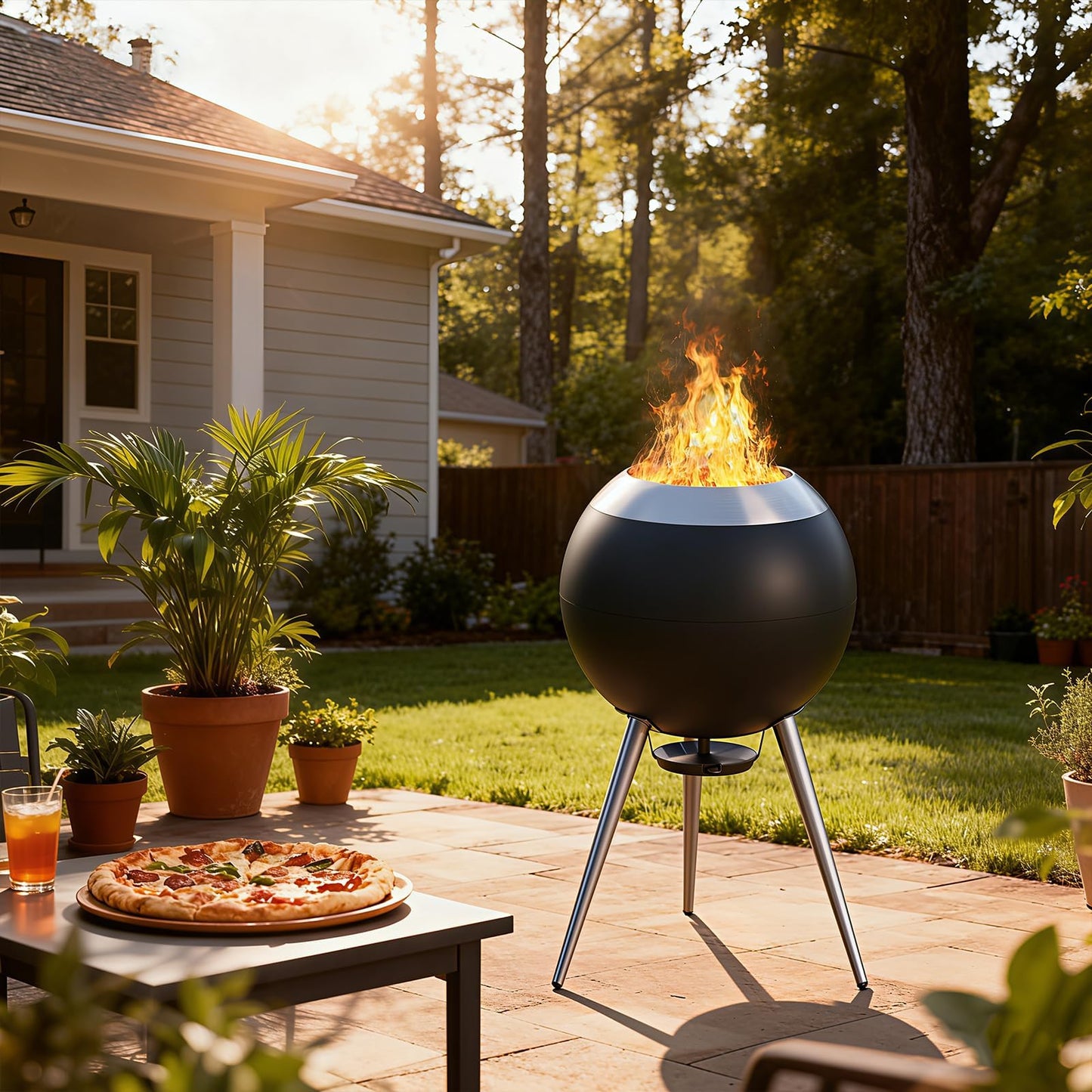 CABZOON Smokeless Fire Pits for Outside,Solo Bonfire Fire Pit with Removable Ash Pan,304 Stainless Steel Liner Heightening Outdoor Heater, Enhanced Airflow and Easy Cleanup