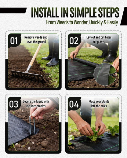 joyhalo 3ft x300ft Weed Barrier Fabric Heavy Duty, 3.2oz Woven Garden Geotextile Fabric, High Permeability for Weed Blocker Mat, Weed Control Garden Cloth for Driveway, Gravel, Greenhouse