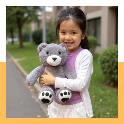 HUGWIMI Huggable Gray Teddy Bear, Soft Stuffed Plushie - Easter Gifts for Kids and Teen Girls, 16 Inches