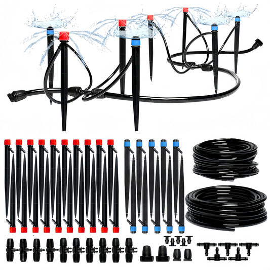 100FT Drip Irrigation System, Adjustable Nozzle Irrigation System for Garden, Automatic Garden Watering System with 5/16" & 1/4" Tubing, DIY Drip Irrigation Parts for Yard Lawn Flower Beds