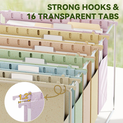 XINGIA Hanging File Folders Letter Size,1'' & 2'' & 3''Expandable File Cabinet Folders with Tabs,Extra Capacity Plastic Hanging File Organizer,12 Pack Pastel Wheat Straw Hang Folder for Office School