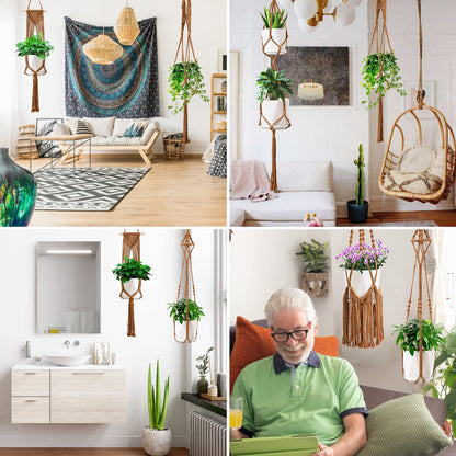 SFENNGPET Macrame Plant Hangers, 6Pack Hanging Planters for Indoor Plants w/ 6 Set Hangers Kit Handmade Macromay Plant Hangers Indoor Flower Pots Holder Stand for Boho Home Décor (POTS NOT Included)