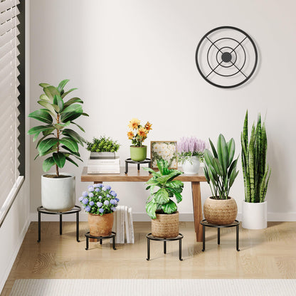 NQW 5 Pack Metal Plant Stand Indoor Outdoor Heavy Duty Rustproof Iron Flower Pot Stand Holder for Multiple Plants, Potted Holder Display Flower Shelf