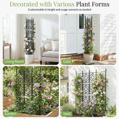 Housolution 64.57×25.28in Garden Trellis for Climbing Plants Outdoor, Plant Trellis Frame with Plastic Coated Iron Tubes for Vines Flowers Vegetable, Plant Climbing Frame Indoor Outdoor
