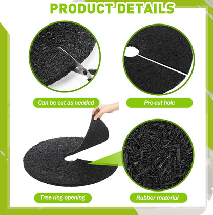 Peryiter 6 Pcs Rubber Mulch Tree Ring, Heavy Duty Rubber Mulch Mat, Tree Protector Weed Barrier Mats, Round Root Barrier for Root Protection Weed Grass Control (20 Inches)