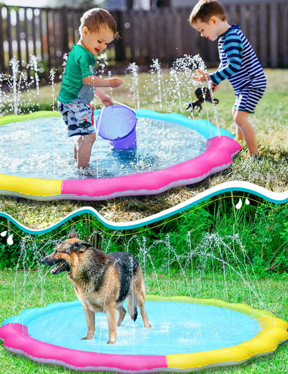 Jasonwell Splash Pad Sprinkler for Kids Splash Play Mat Outdoor Water Toys Inflatable Splash Pad Baby Toddler Pool Boys Girls Children Outside Backyard Dog Sprinkler Pool Age 1 2 3 4 5 6 7 8 9 M