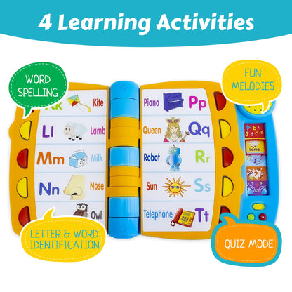 Talking Activity Book for 2 Years Old & Up - Sound Book with 5 Learning Activities Including Letters, Numbers, Quiz Game & Memory Match - Interactive Books for Babies with Fun Sound and Melodies
