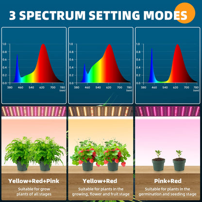 Barrina Grow Lights for Indoor Plants, 20W (2 x 10W) Full Spectrum Ultra-Thin Grow Light Panel with 3/6/12H Auto On/Off Timer for Hydroponics, Seedlings, Succulents, Veg, Flowers & More, 2-Pack