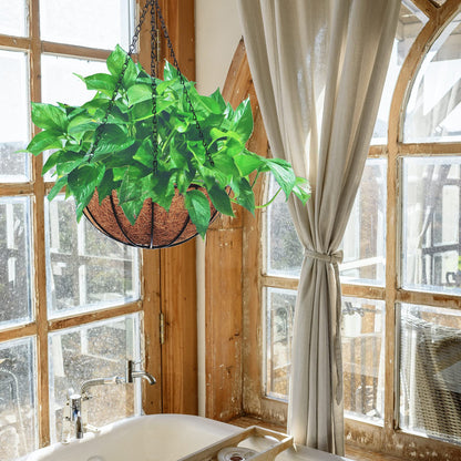ArtFamy Hanging Planters Basket Outdoor Indoor(14 inch 4 Pack)-Coconut Coir Hanging Baskets for Plants Outdoor,Metal Wire Baskets with Coco Liner Window Box Planters, Hanging Flower Pots for Railings
