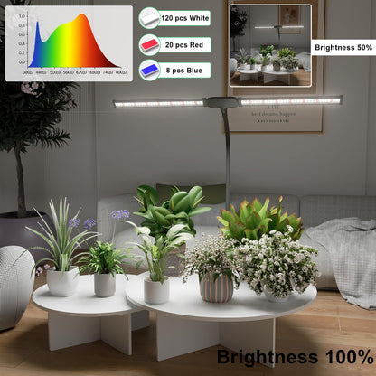 Juhefa LED Grow Light,Super Bright 6000K White Full Spectrum Clip Plant Growing Lamp with Rotatable Dual Head for Indoor Desk Plants,Dimmable & Timer 4/8/12H,High Power Output for Faster Growth,1-Head