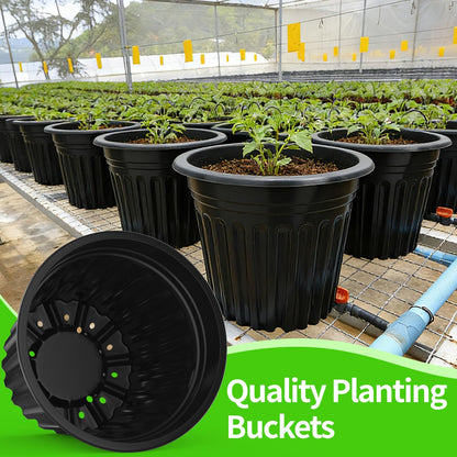 BeapTcely 50 Pcs 3 Gallon Planter Nursery Pots, Seed Starting Pot Plastic Flower Seedling Pots with Drainage Holes Flexible Plant Container for Garden Lawn Yard Plants Seedlings (50, 3 Gallon)