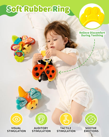 Jollybaby Musical Flying Ladybug Toy - Car Seat, Stroller, Crib & Play Gym Hanging Toys for Baby 0-6-12-24 Months, Tummy Time Sensory Music Toy for Infant Boys and Girls Gifts