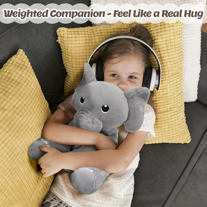 BRICHOEE 5lbs Weighted Stuffed Animals, Elephant Plush Sensory Weighted Elephant Stuffed Animals, Cute Plush Toy Calming Plushie Pillow Birthday Gifts for Adults Baby Kids Boys Girls
