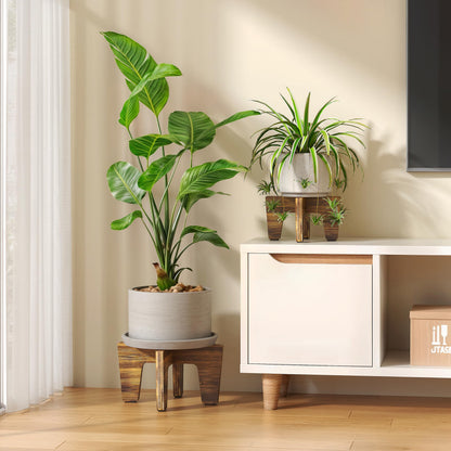 Plant Stand Indoor Outdoor, Plant Holder Sturdy Single Flower Pot Stand Planter Stand Stool Display Decorative for Desktop Counter Room (Brown 10")
