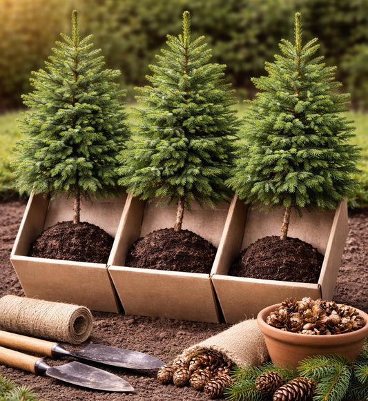 Live Norway Spruce Trees (3-Pack) – Picea Abies Evergreen Seedlings – Fast Growing Privacy & Windbreak Trees – Cold Hardy Outdoor Landscape Plants