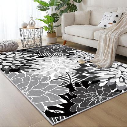 ZonLi Outdoor Rug 8x10Ft Waterproof Multicolored Black White Indoor Area Rug Washable Outdoor Patio Rugs Tropical Floral Non Slip Outdoor Carpet for Living Room, Pool,Backyard,Deck,Camping.