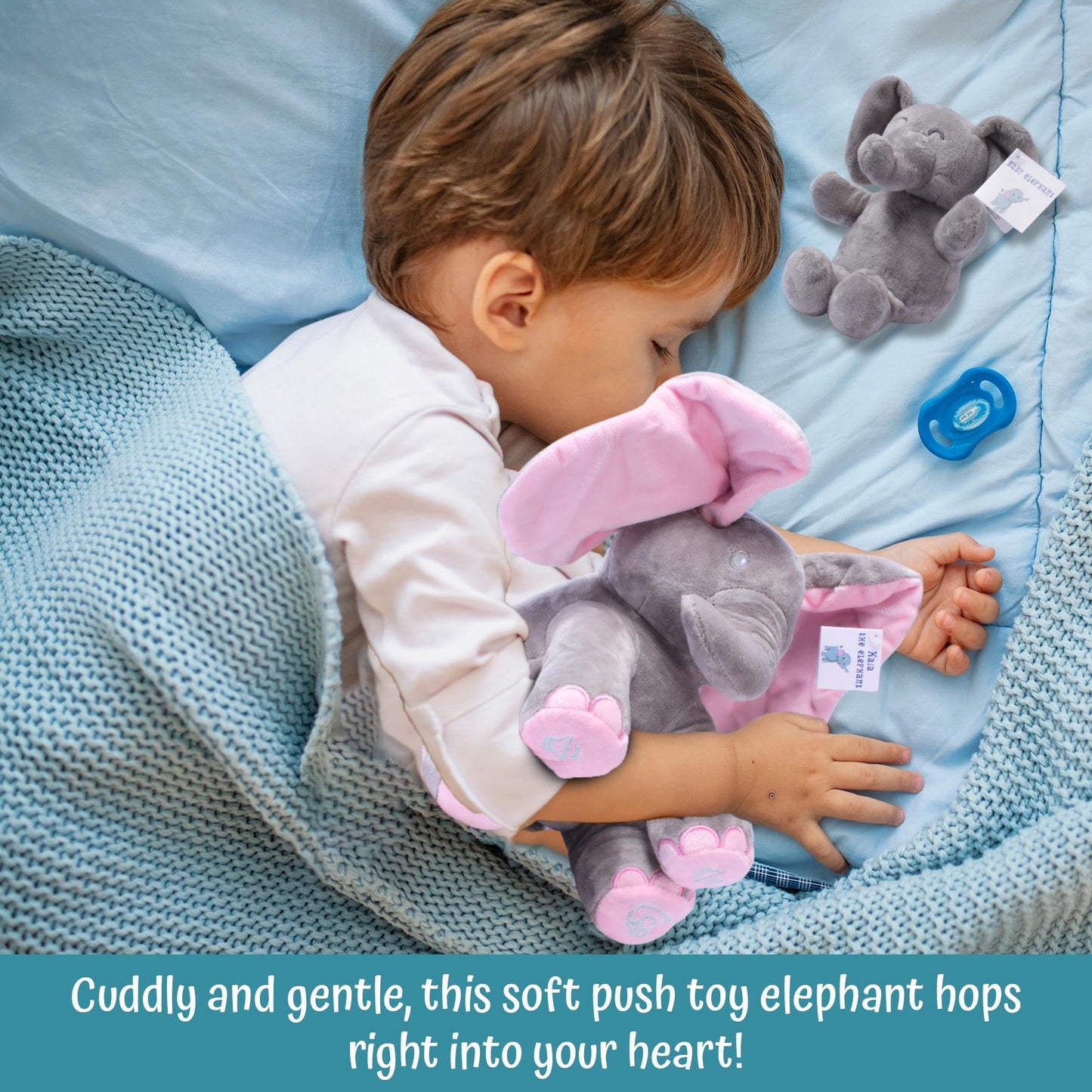 Dimple Stuffed Animal Set - Kaia Interactive Musical Peek-A-Boo Elephant Stuffed Animal Toy & Soft Plush Baby Elephant, Gift for Birthday, Baptism, for Toddlers, Boys, Girls, Ages 0 - Up