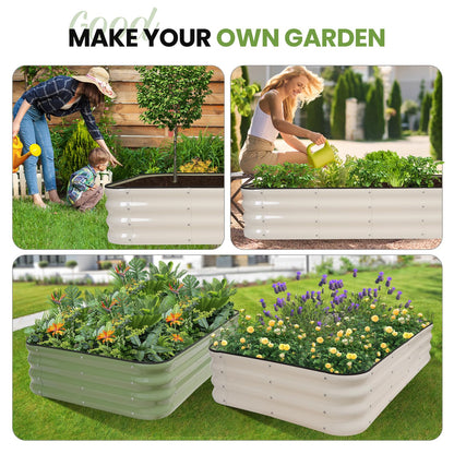 G GOOD GAIN 4-in-1 Adjustable Raised Garden Bed Kit | Galvanized Planter Boxes for Vegetables, Flowers | 12" Tall, Multiple Sizes (5x3x1ft, 4x4x1ft, 6x2x1ft, 7x1x1ft) | Outdoor Metal Raised Bed, White