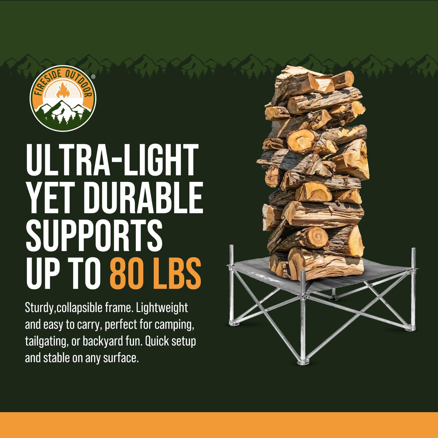 Fireside Outdoor Pop-Up Fire Pit 24" Ultra Lite Weighs 3.2 lbs - Folding FirePits for Outside, Outdoor Small Firepit Portable, Campfire Burn Pits, Camping Fire Pit Portable Holds 80 lbs of Firewood