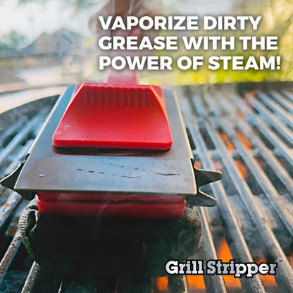 GRILL STRIPPER Bristle Free Grill Brush For Outdoor Grill - Steam Grill Brush Bristle Free with Patent Pending Triple Scraper and Dishwasher Safe Replaceable Fire Resistant Steam Sponge